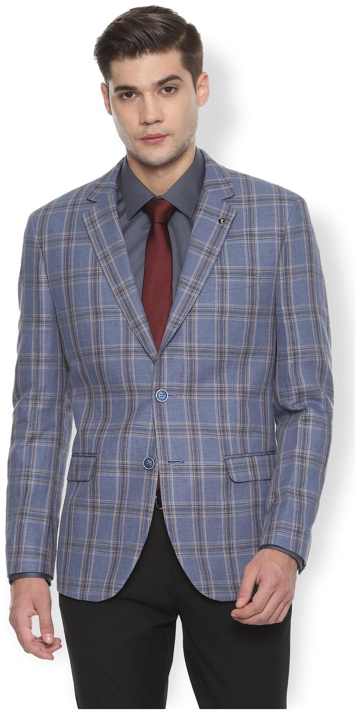 

Van Heusen Men Blue Checked Slim fit Single Breasted Blazer