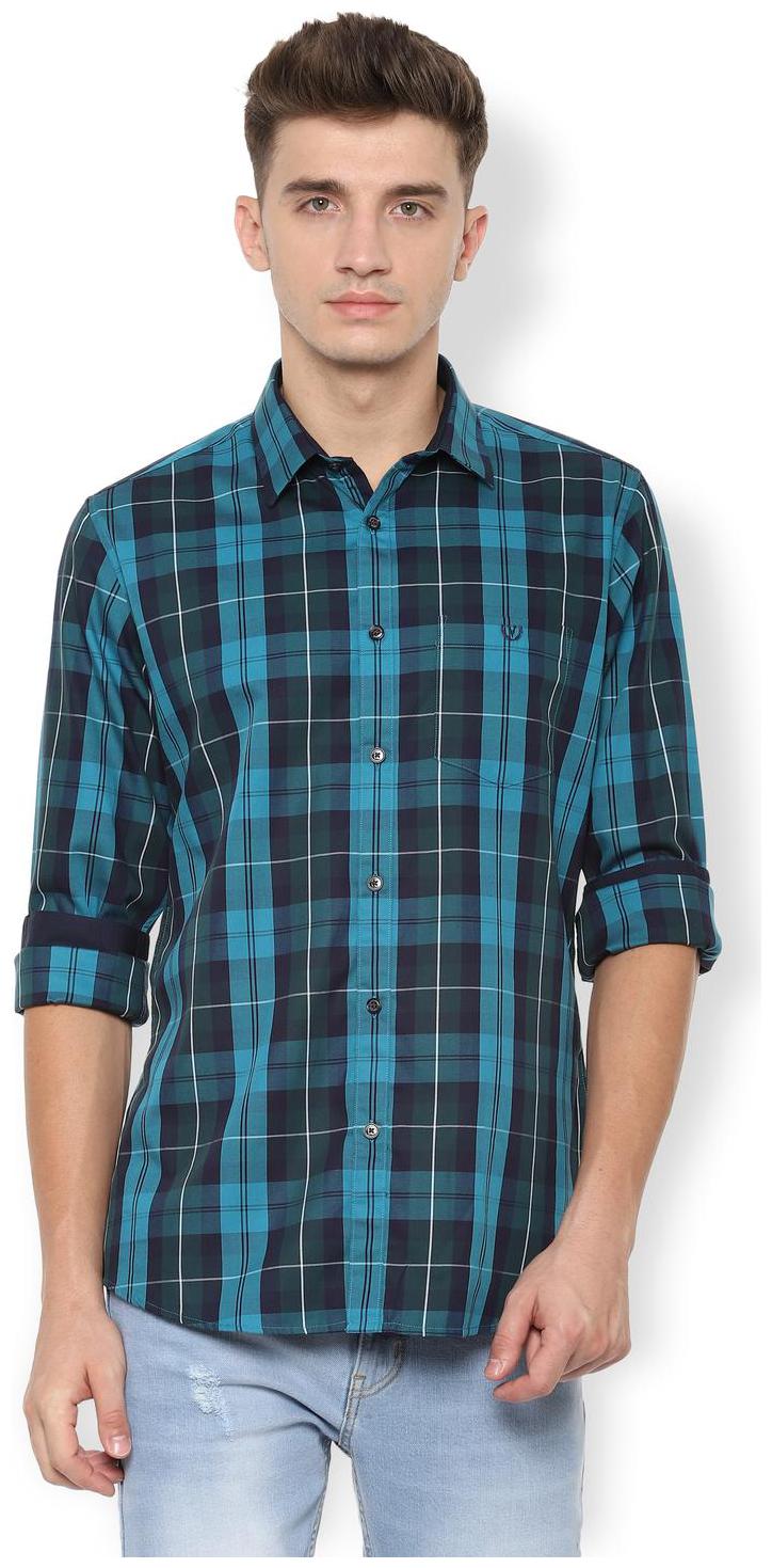 

Van Heusen Men Blue Checked Slim Fit Casual Shirt
