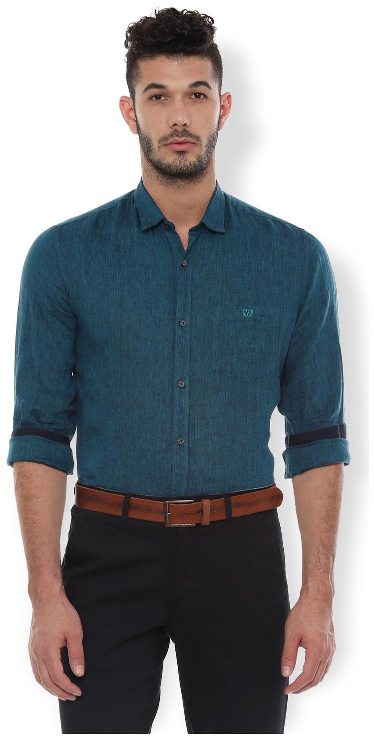 

Van Heusen Men Blue Textured Slim Fit Casual Shirt