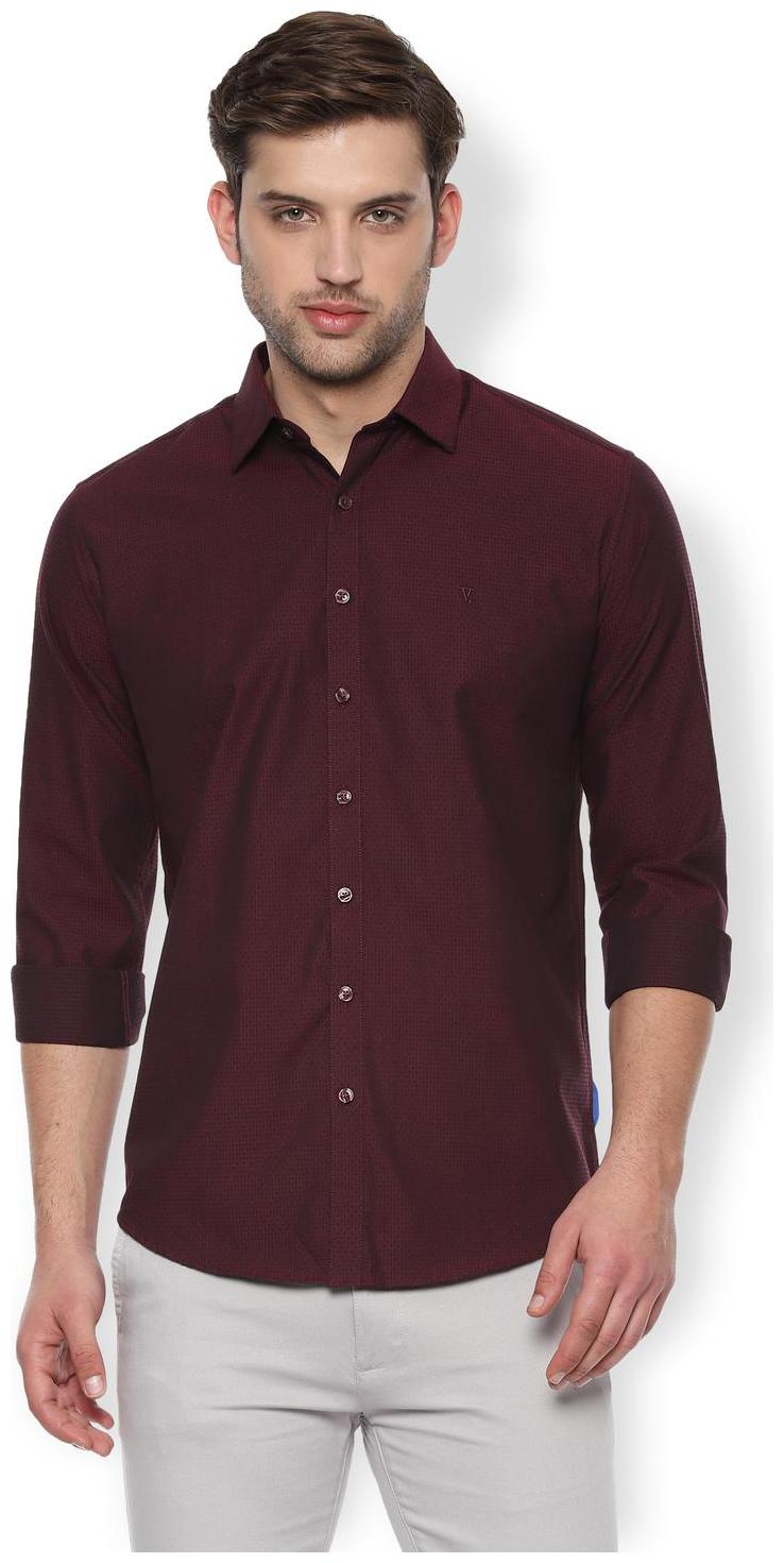 

Van Heusen Men Maroon Weaved Slim Fit Casual Shirt