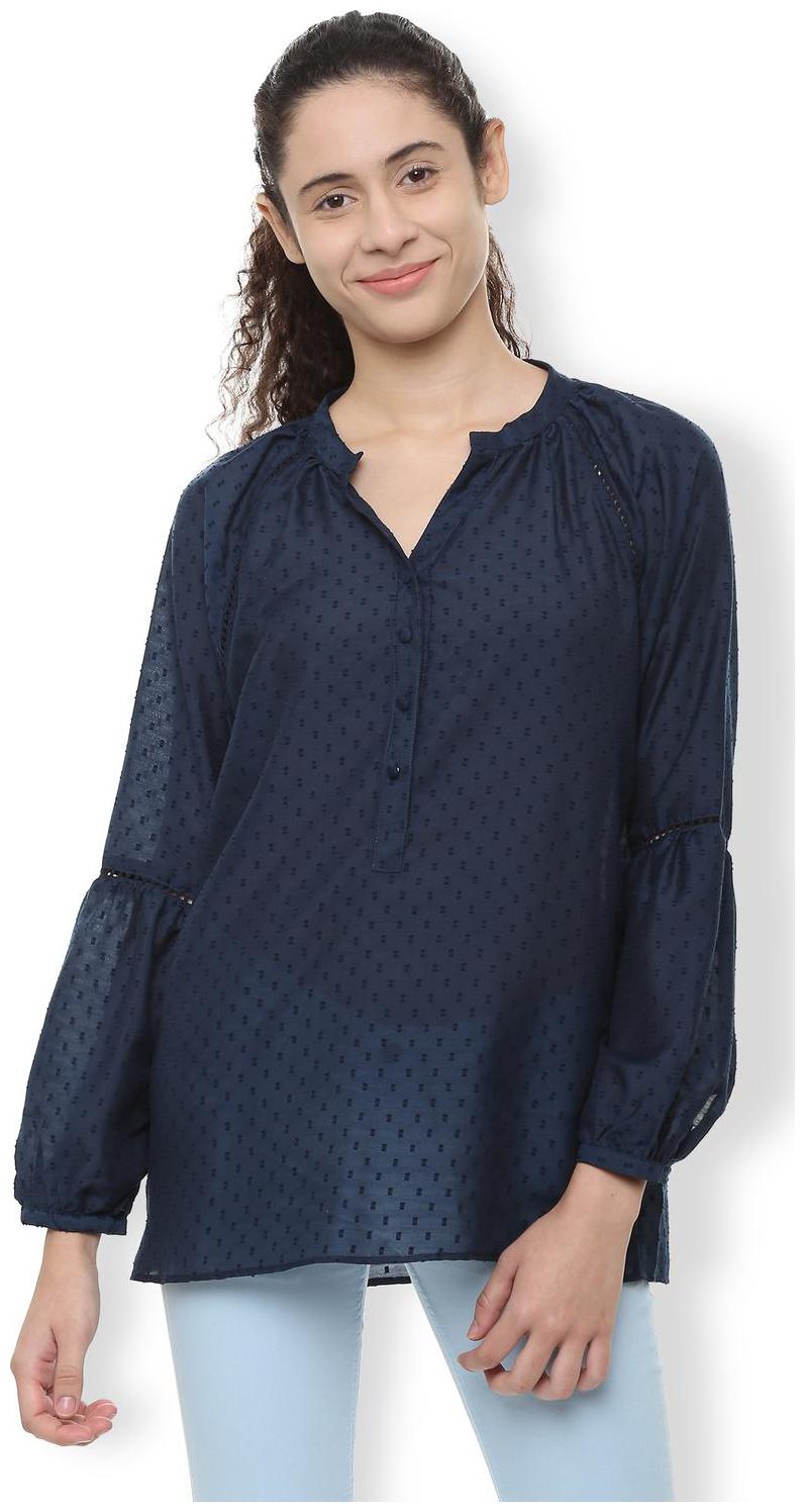

Van Heusen Women Solid Regular top - Blue