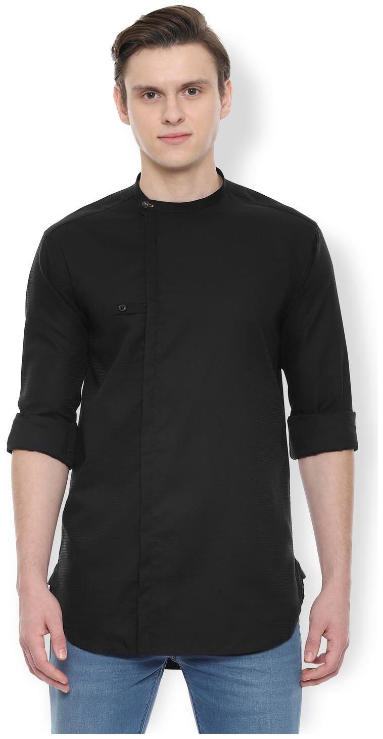 

Van Heusen Men Black Weaved Slim Fit Casual Shirt