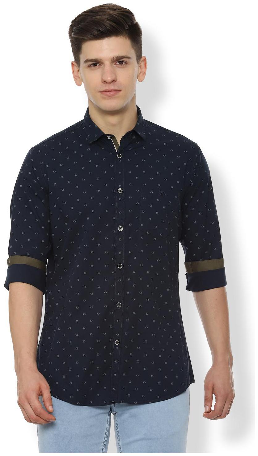 

Van Heusen Men Blue Polka Dots Slim Fit Casual Shirt