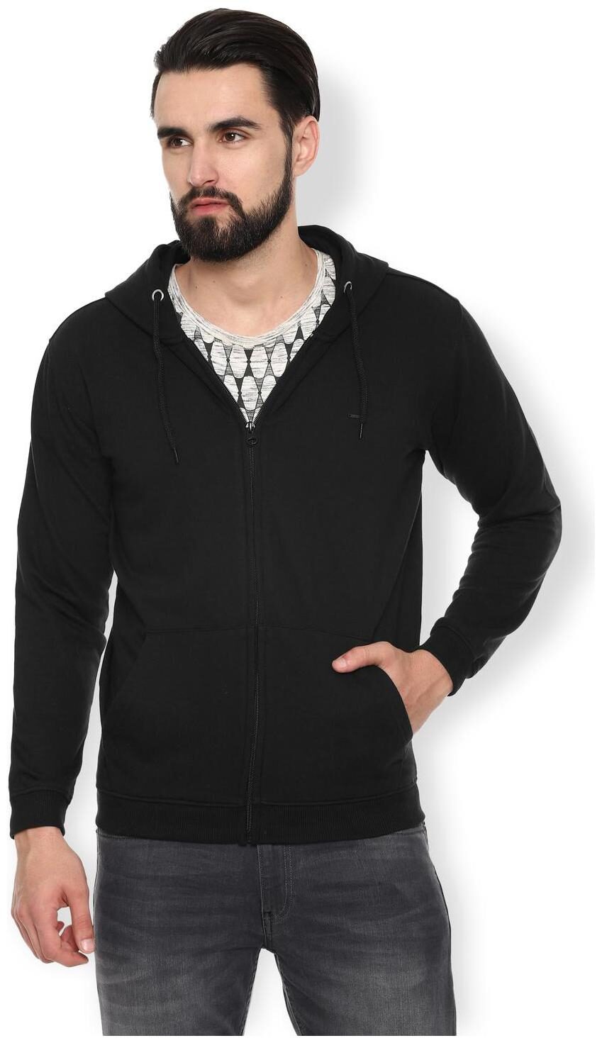 

Van Heusen Men Black Hooded Hoodie