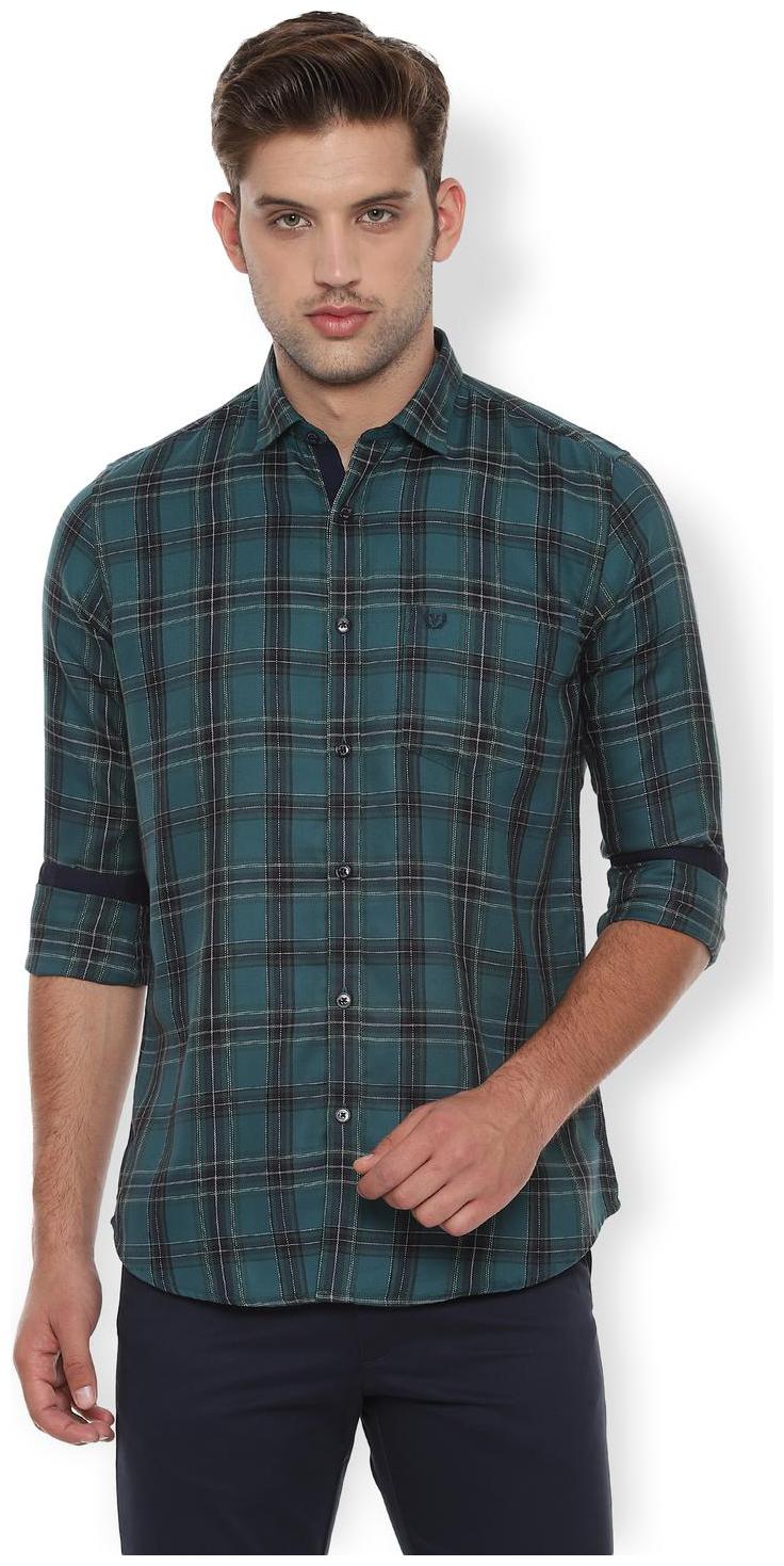 

Van Heusen Men Green Checked Slim Fit Casual Shirt