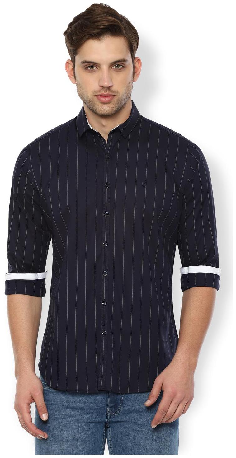 

Van Heusen Men Blue Vertical Stripes Slim Fit Casual Shirt