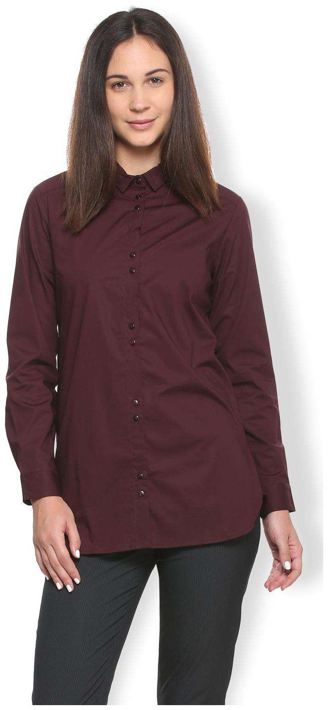 

Van Heusen Women Maroon Solid Regular Fit Shirt