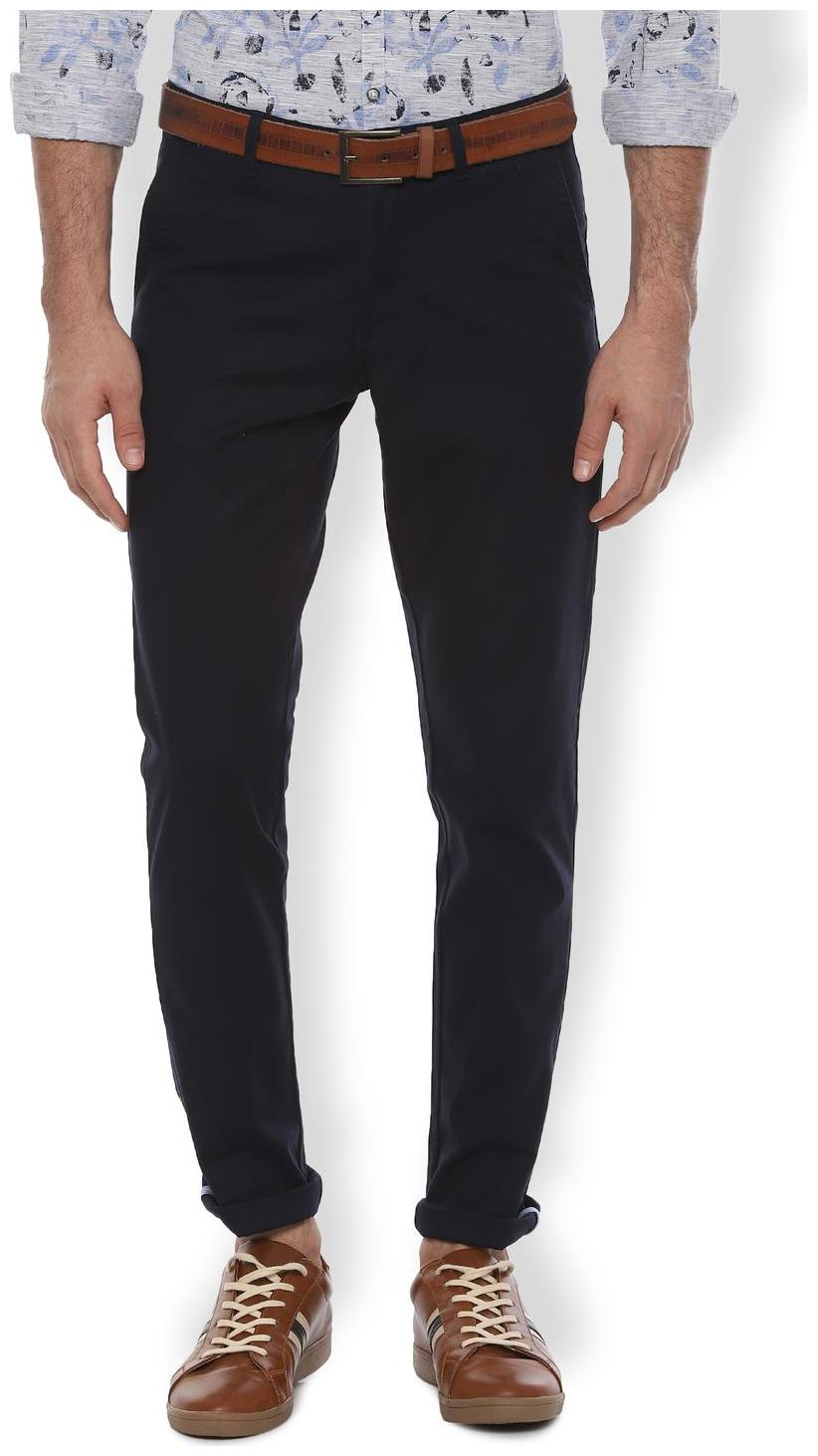 

Van Heusen Men Blue Solid Slim fit Regular trousers