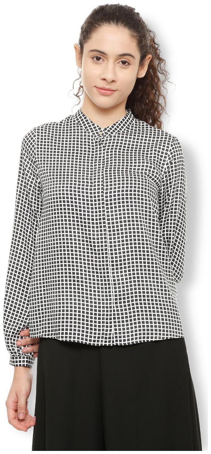 

Van Heusen Women Black Checked Regular Fit Shirt
