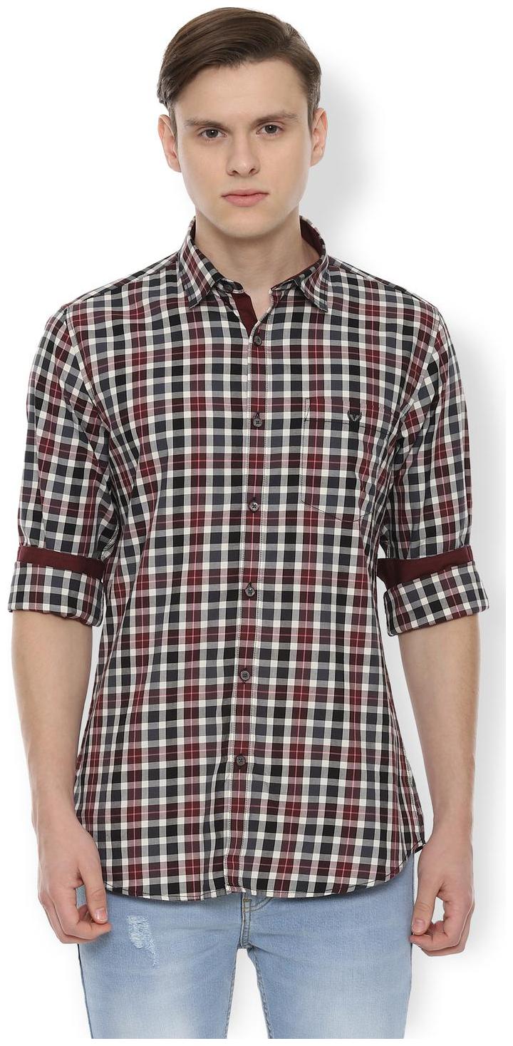 

Van Heusen Men Grey Checked Slim Fit Casual Shirt