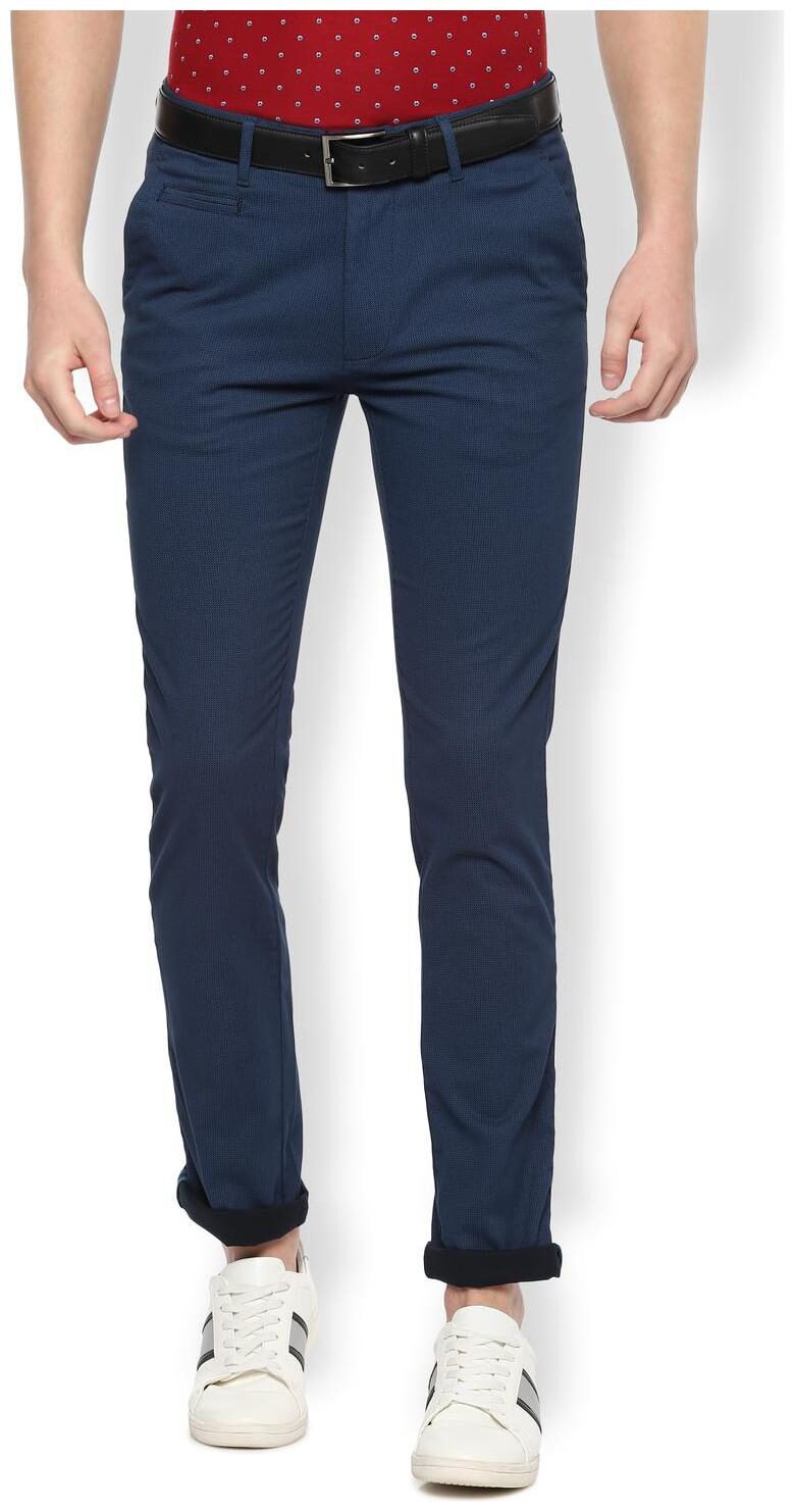 

Van Heusen Men Blue Textured Slim fit Regular trousers