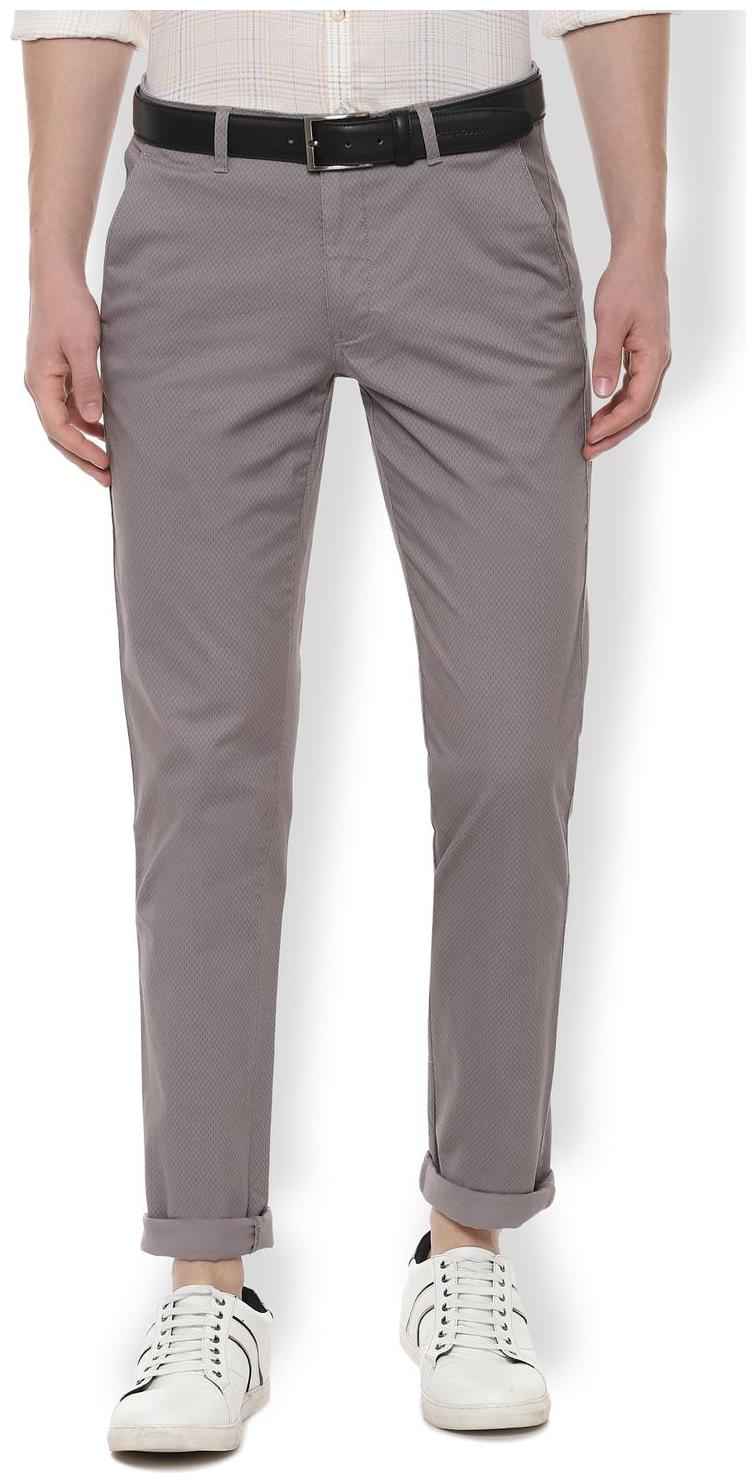 

Van Heusen Men Grey Textured Slim fit Regular trousers