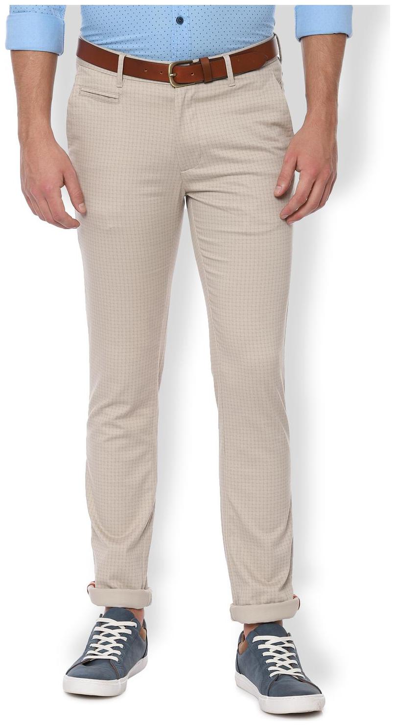 

Van Heusen Men Beige Printed Slim fit Regular trousers