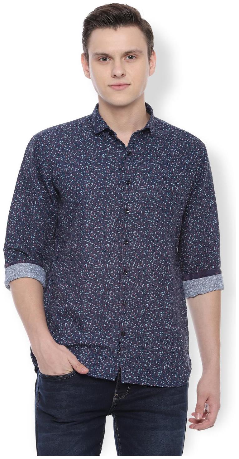 

Van Heusen Men Blue Printed Slim Fit Casual Shirt