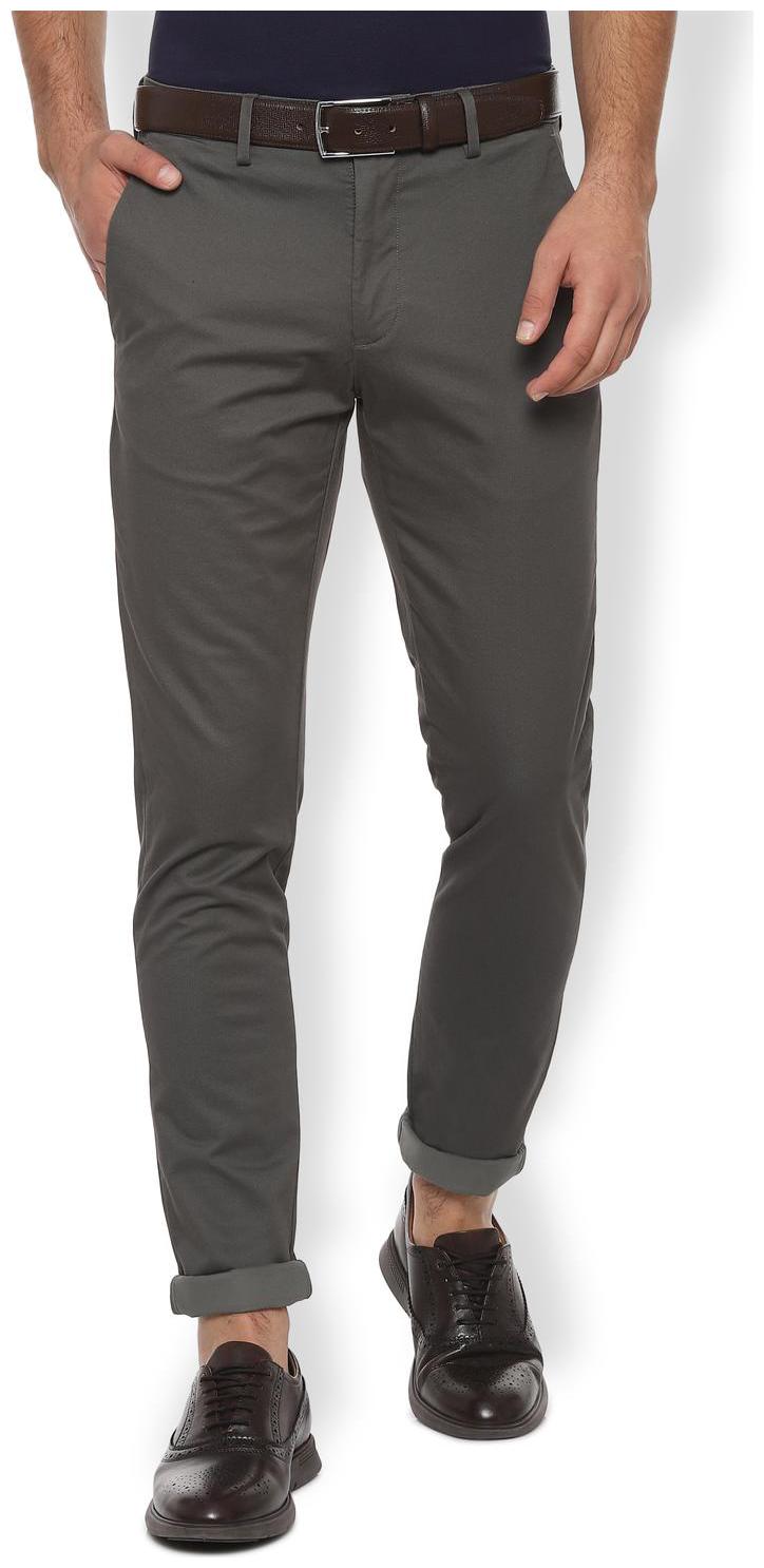 

Van Heusen Men Grey Textured Slim fit Regular trousers