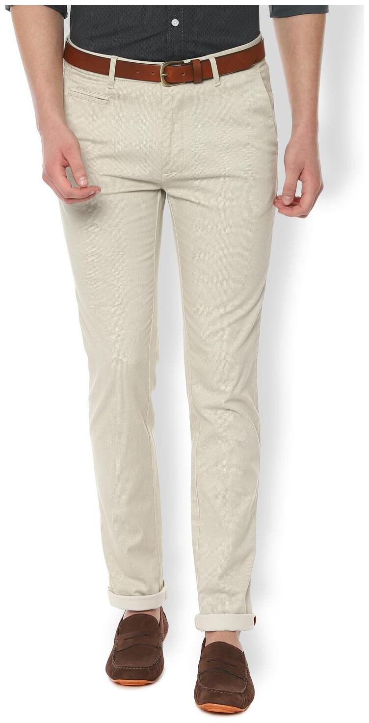 

Van Heusen Men Beige Textured Slim fit Regular trousers