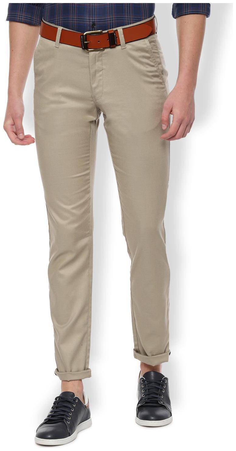 

Van Heusen Men Beige Textured Slim fit Regular trousers