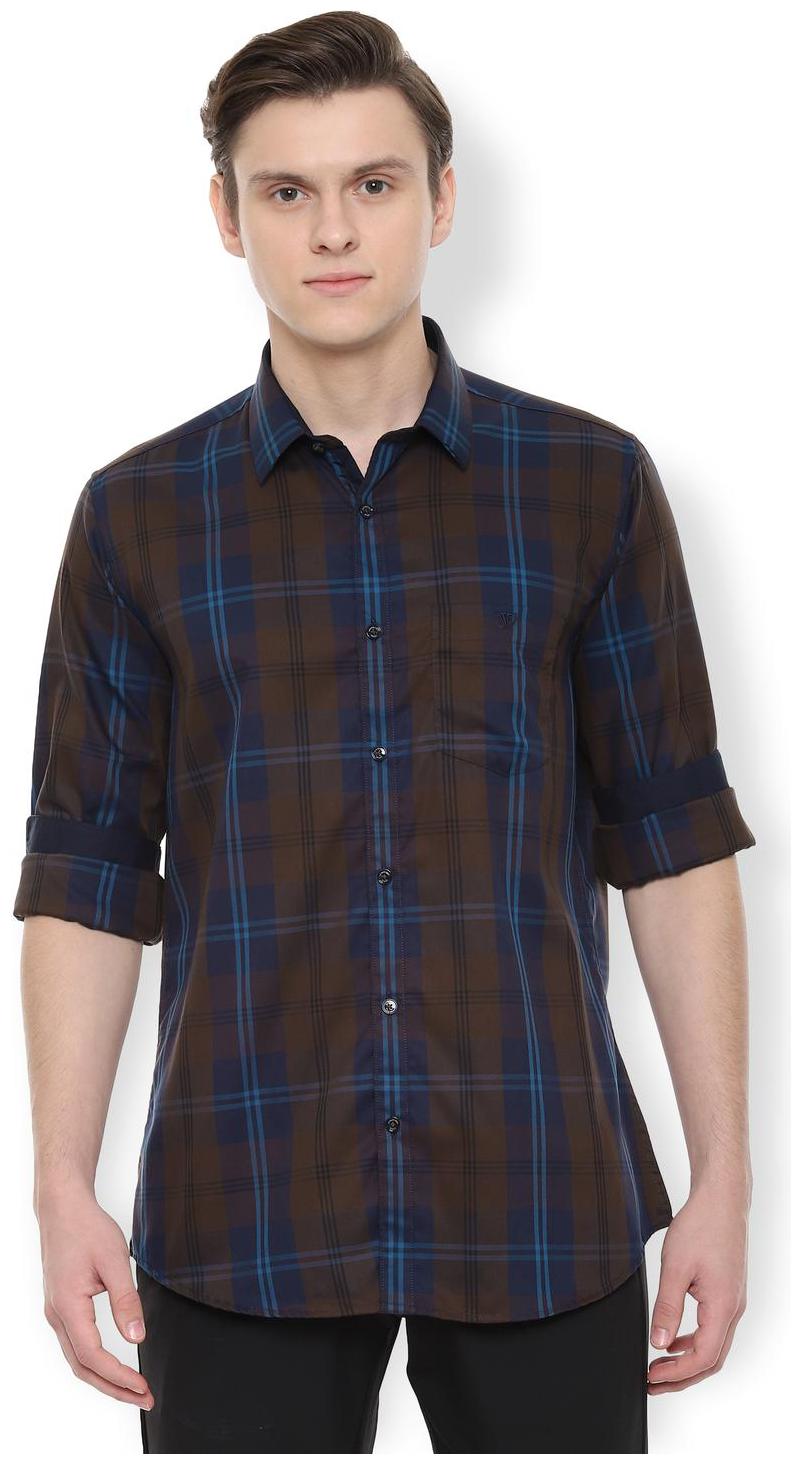 

Van Heusen Men Brown Checked Slim Fit Casual Shirt