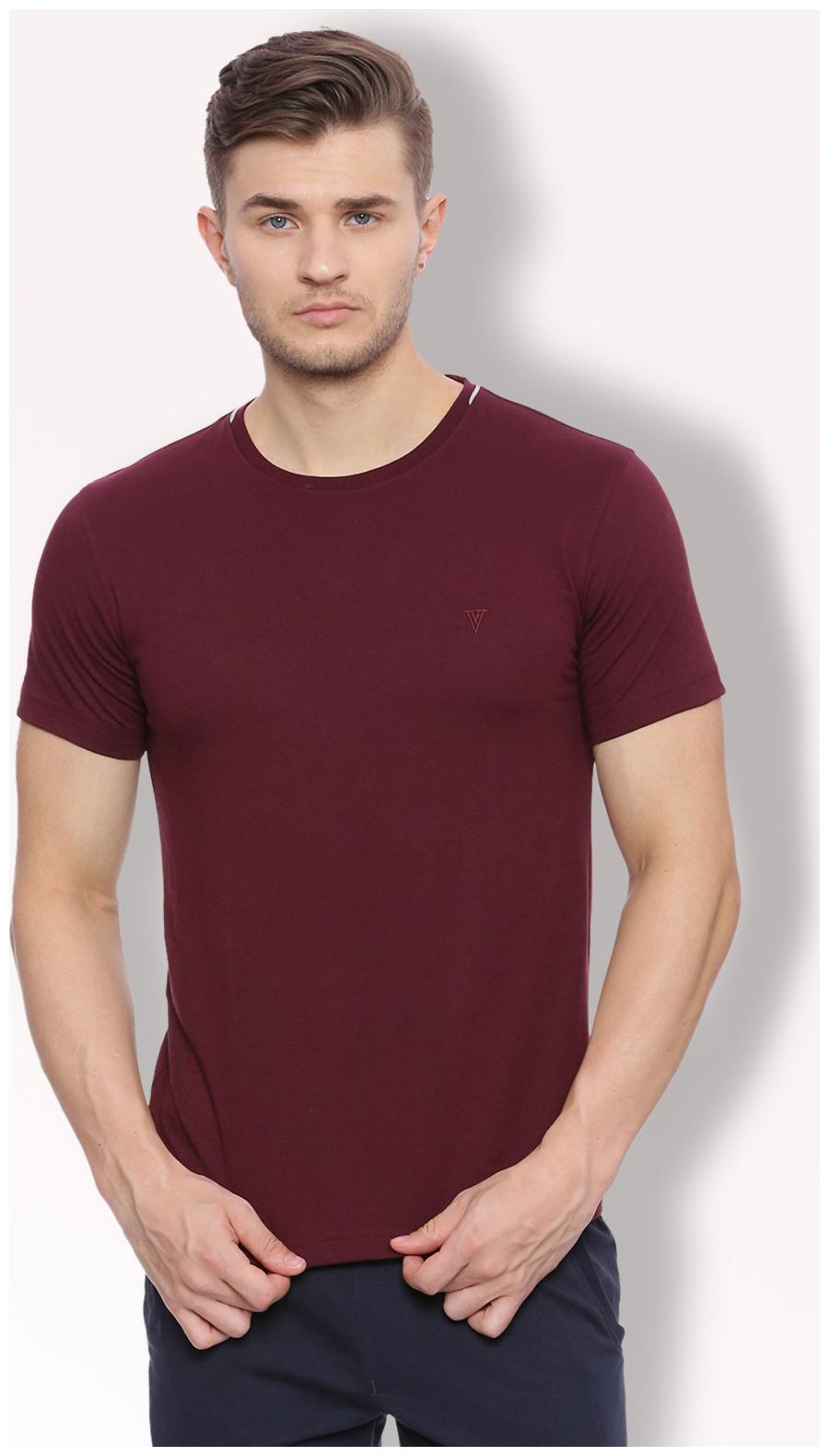 

Van Heusen Men Maroon Regular fit Cotton Blend Round neck T-Shirt - Pack Of 1