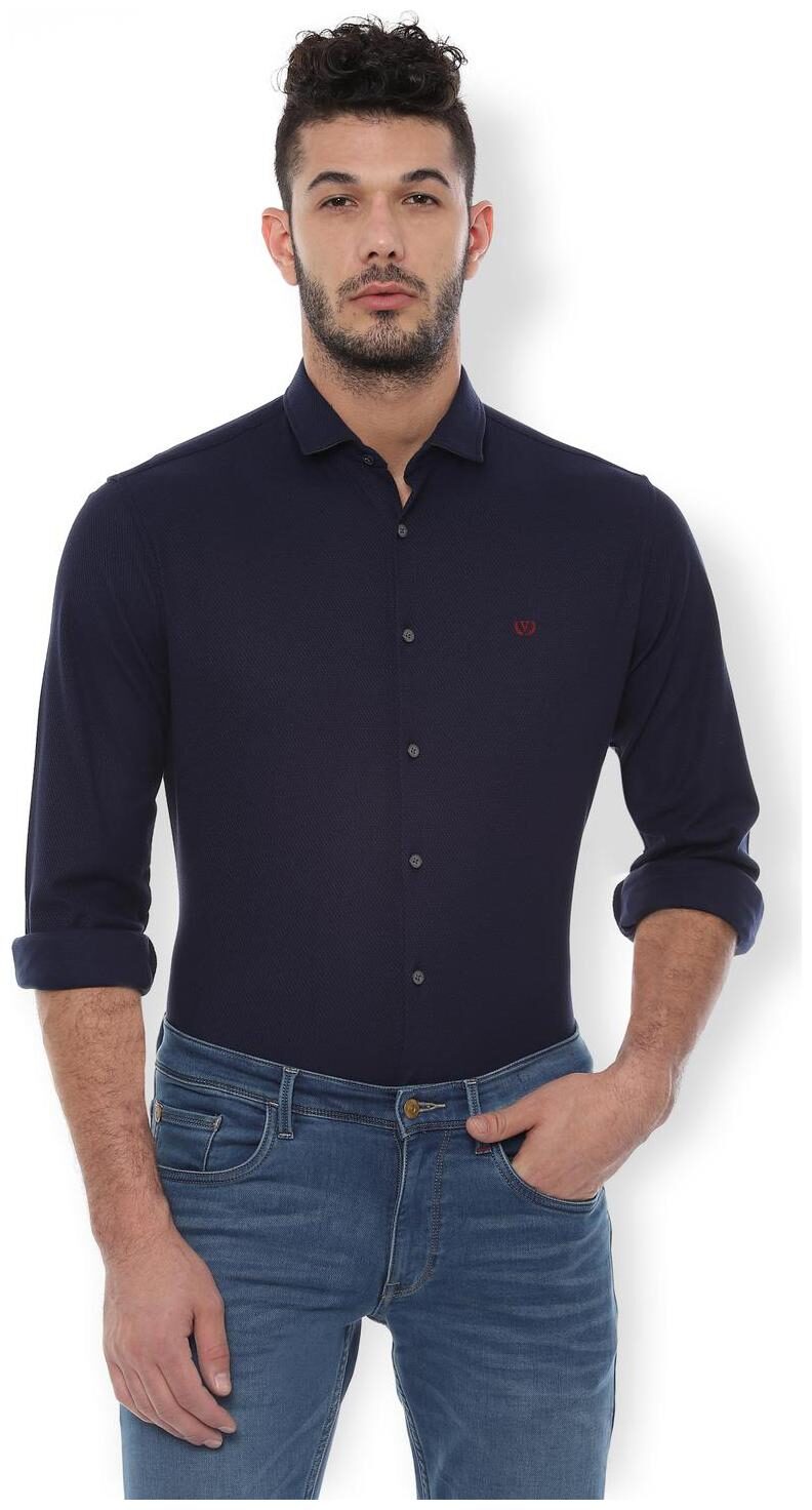 

Van Heusen Men Blue Textured Slim Fit Casual Shirt