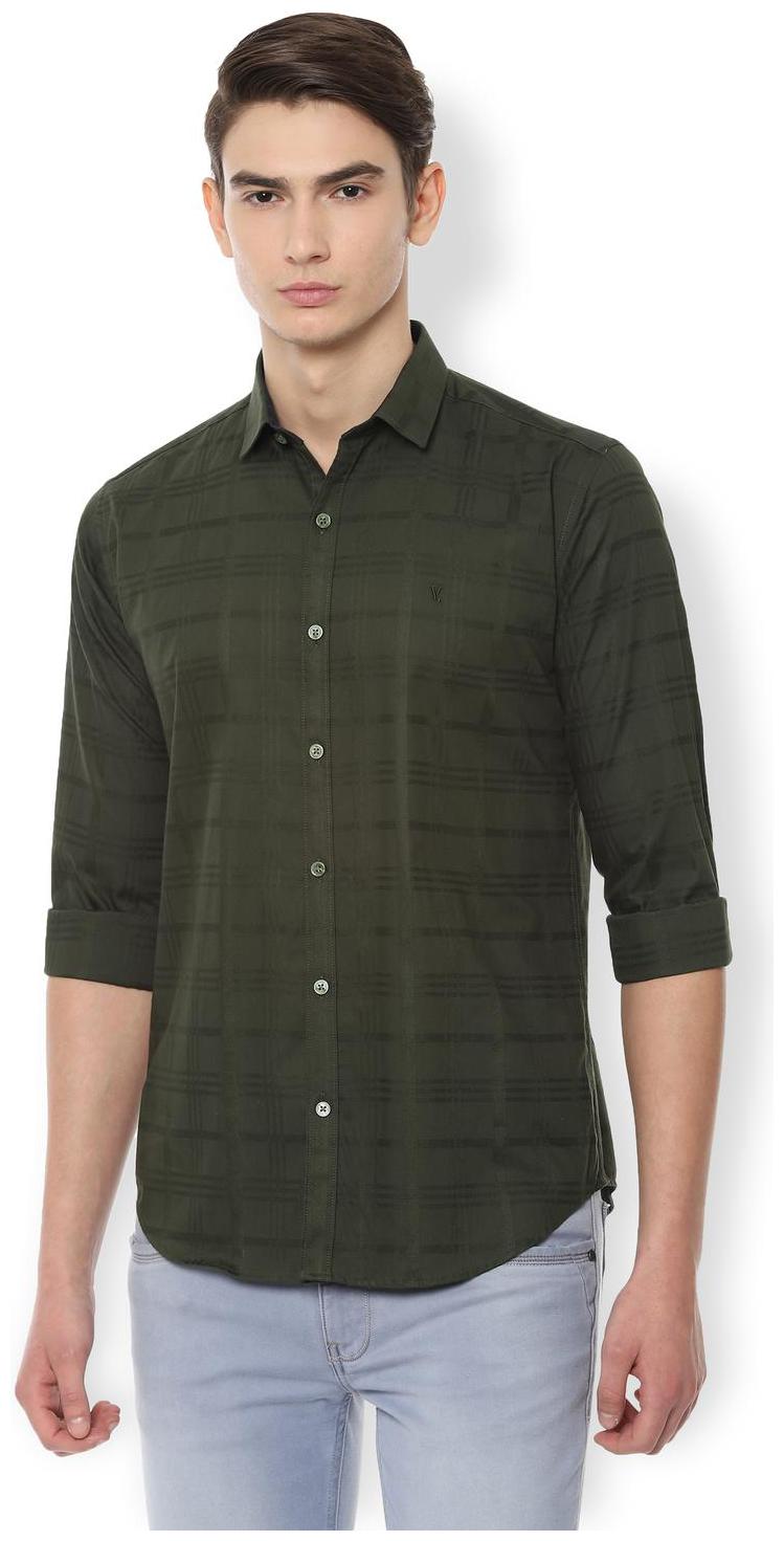 

Van Heusen Men Green Checked Slim Fit Casual Shirt