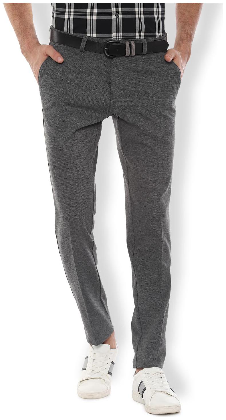 

Van Heusen Men Grey Textured Slim fit Regular trousers