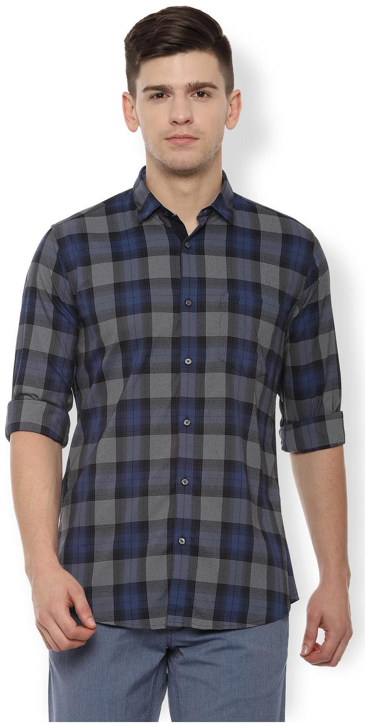 

Van Heusen Men Grey Checked Slim Fit Casual Shirt