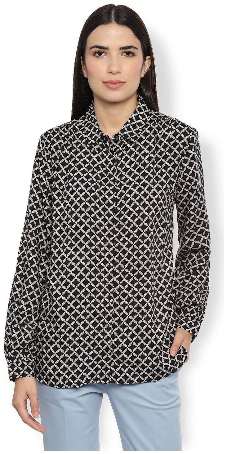 

Van Heusen Women Black Printed Regular Fit Shirt