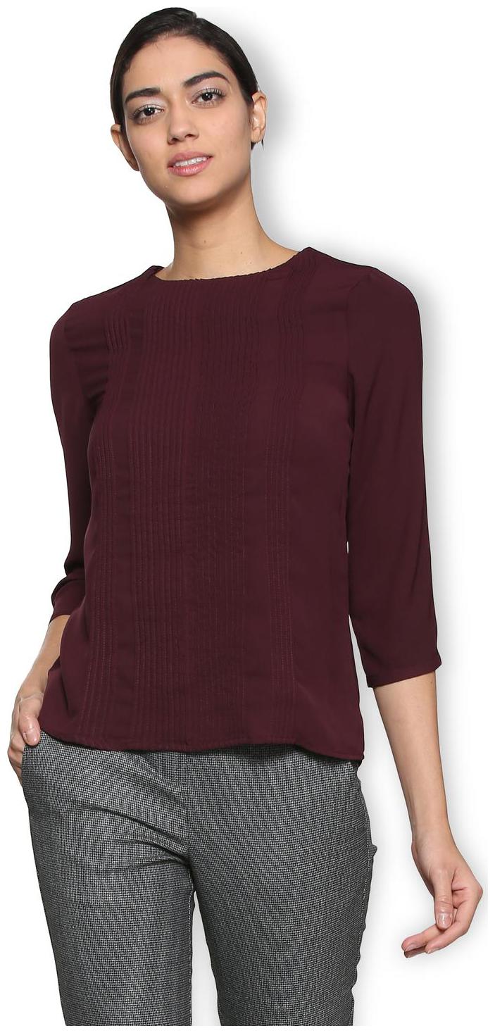

Van Heusen Women Printed Regular top - Maroon