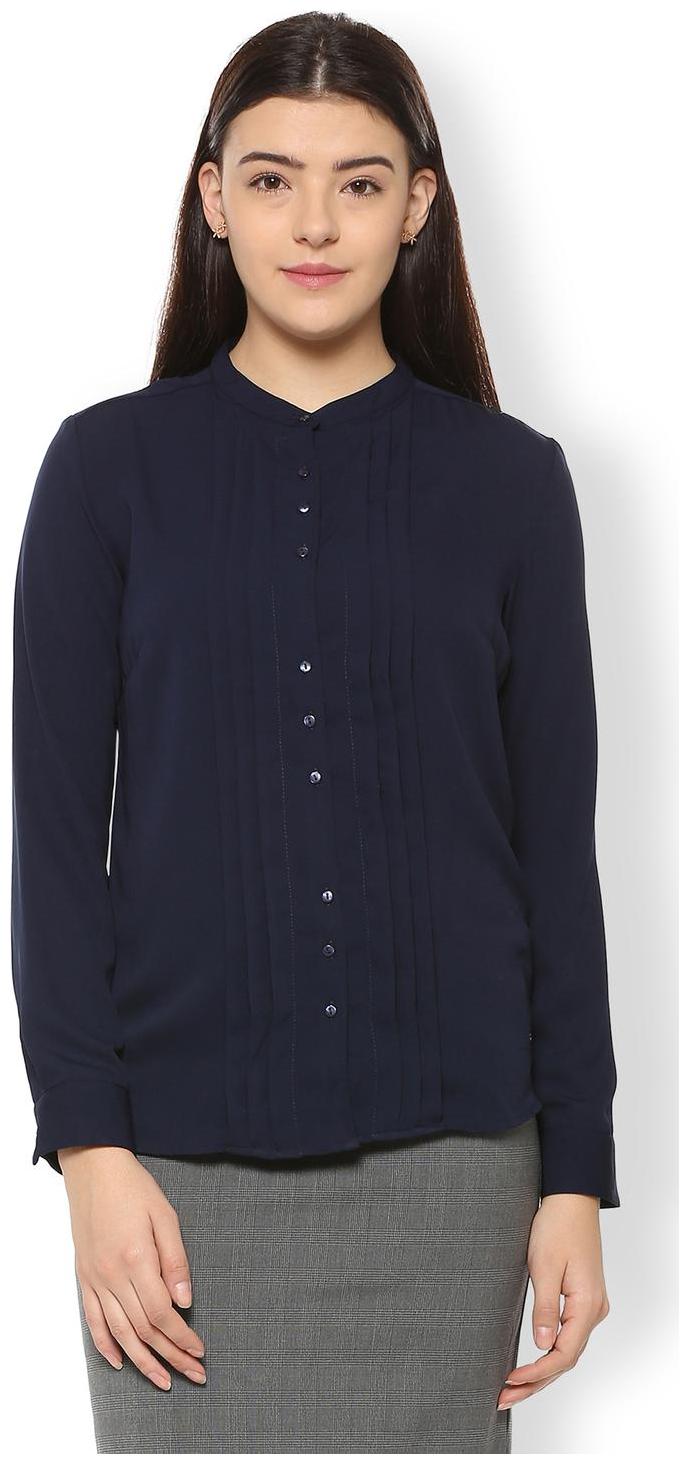 

Van Heusen Women Blue Solid Regular Fit Shirt