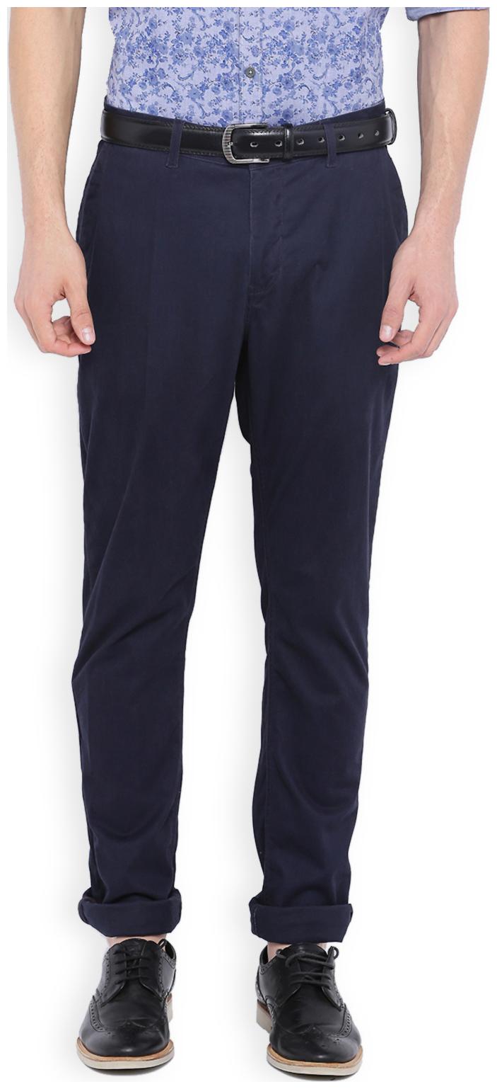 

Van Heusen Men Blue Solid Slim fit Regular trousers