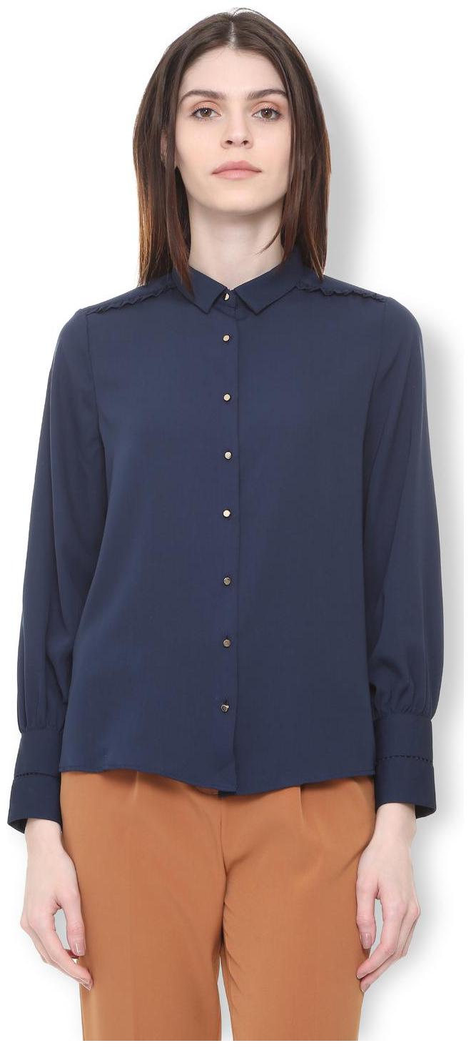 

Van Heusen Women Blue Solid Regular Fit Shirt