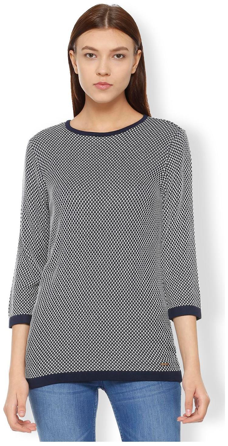 

Van Heusen Women Self design Regular tunic - Blue