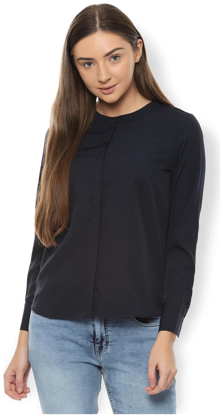 

Van Heusen Women Blue Printed Regular Fit Shirt