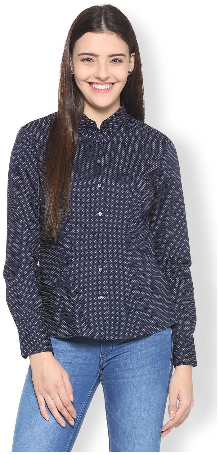 

Van Heusen Women Blue Printed Regular Fit Shirt