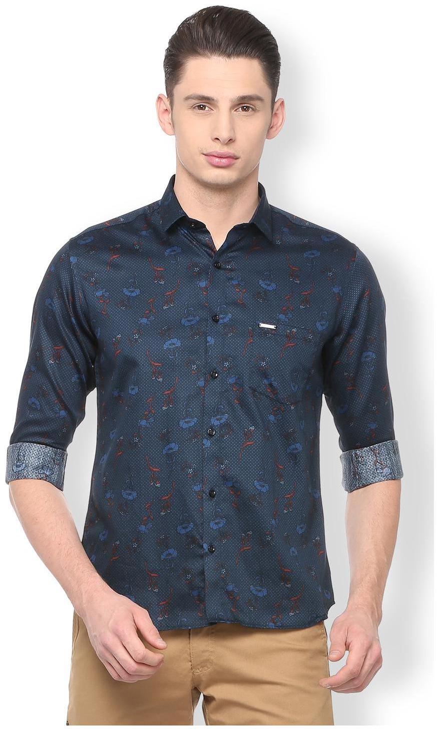 

Van Heusen Men Blue Printed Slim Fit Casual Shirt