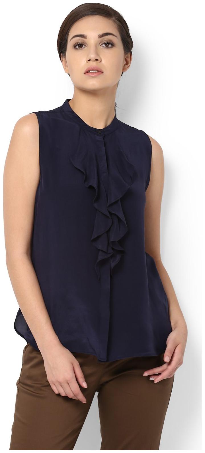 

Van Heusen Women Solid A-line top - Blue
