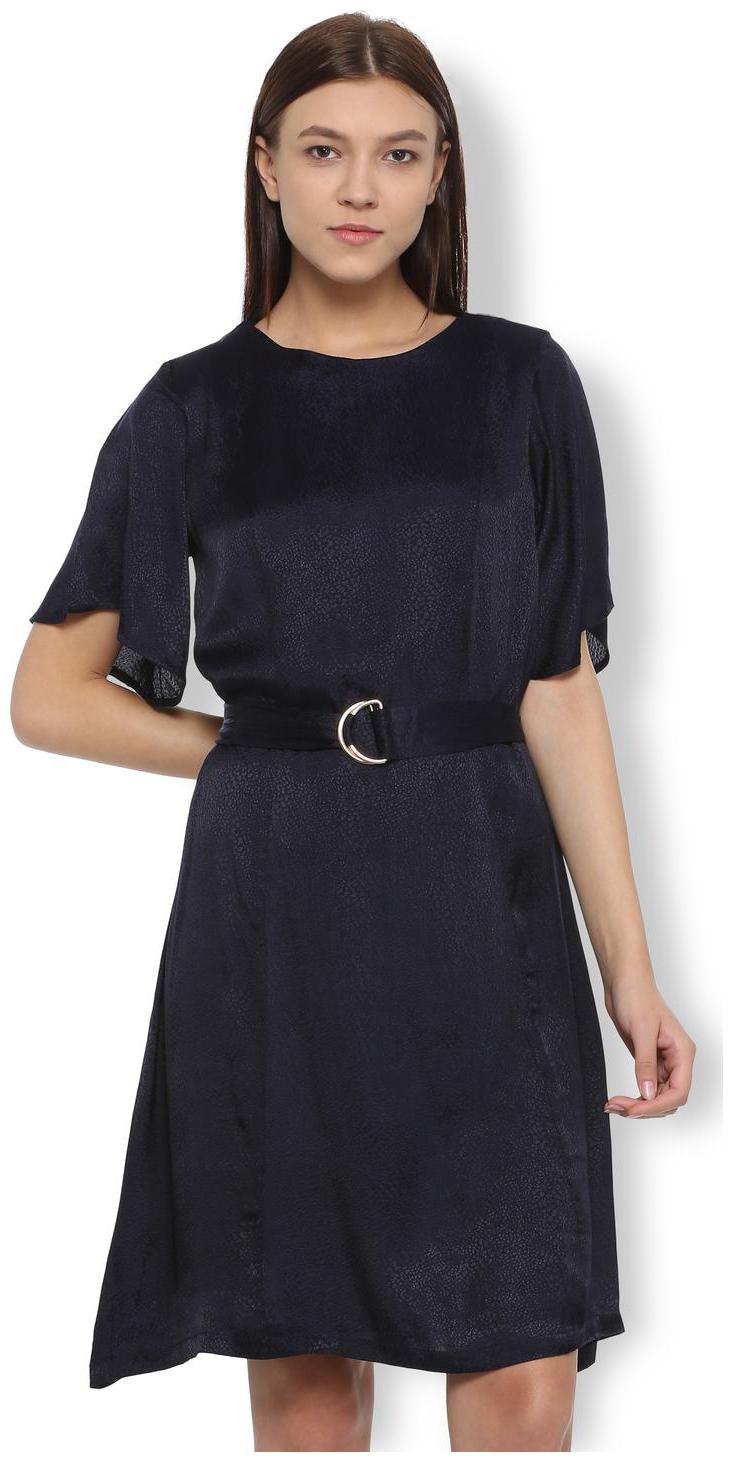 

Van Heusen Blue Self design A-line dress