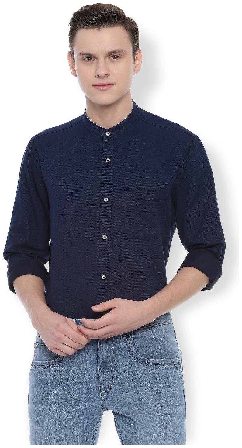 

Van Heusen Men Blue Weaved Slim Fit Casual Shirt