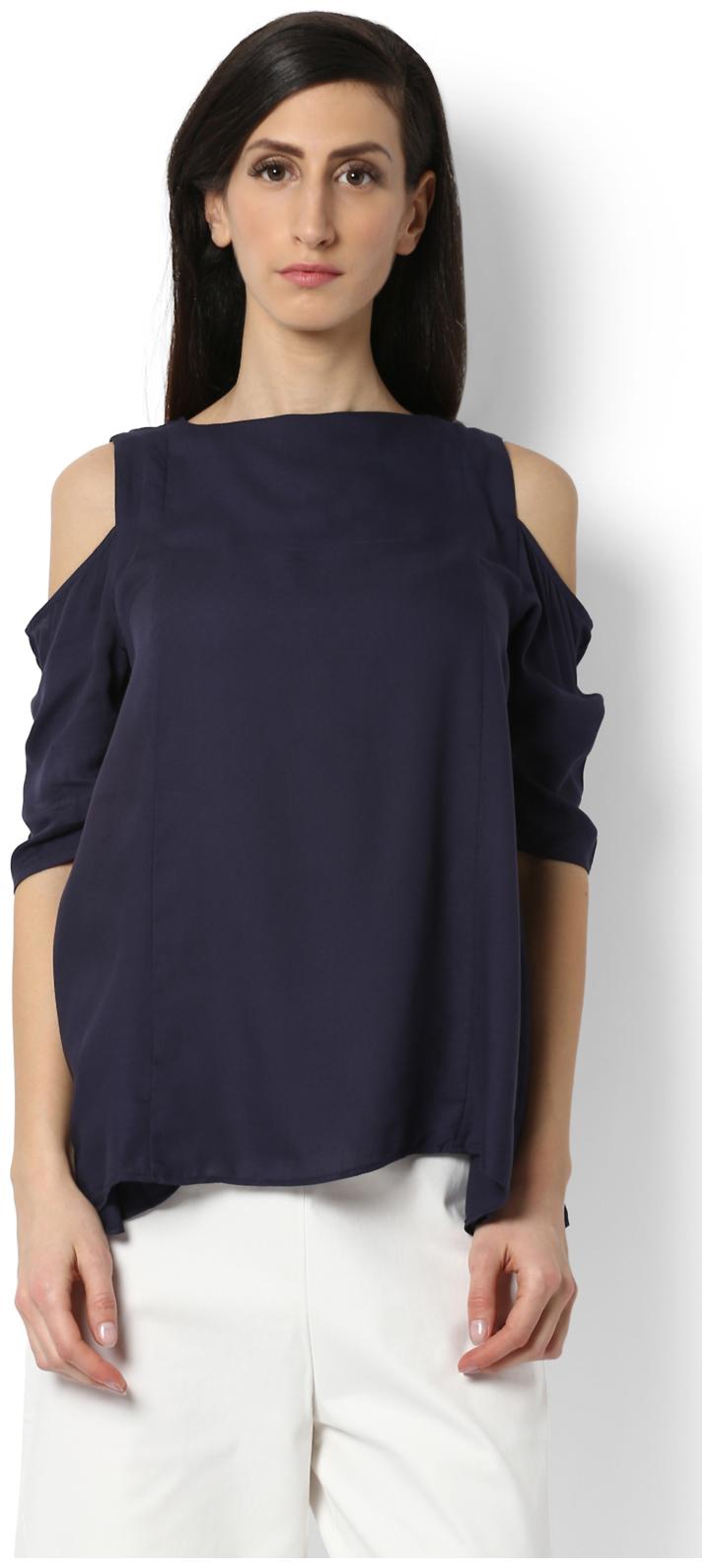 

Van Heusen Women Solid Regular top - Blue