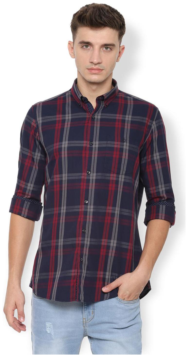 

Van Heusen Men Blue Checked Slim Fit Casual Shirt