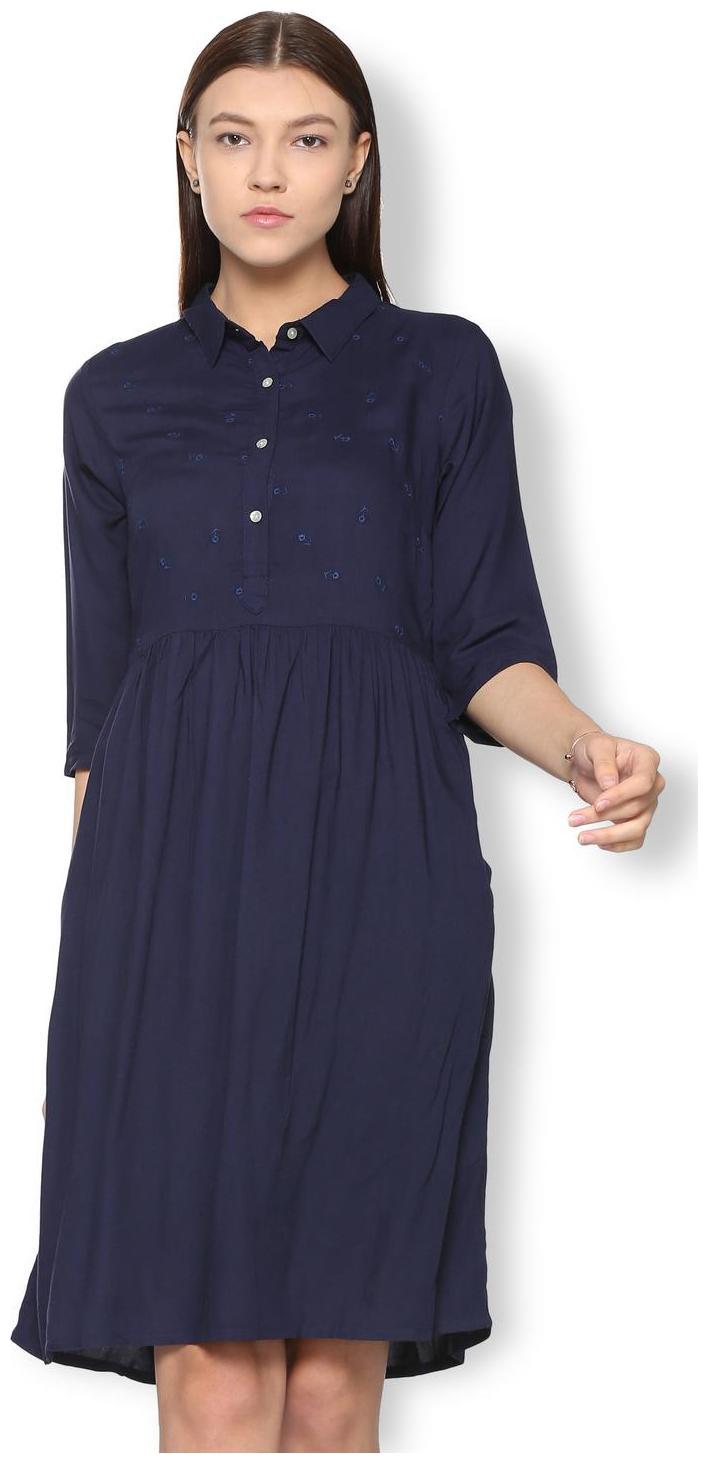 

Van Heusen Blue Embroidered A-line dress
