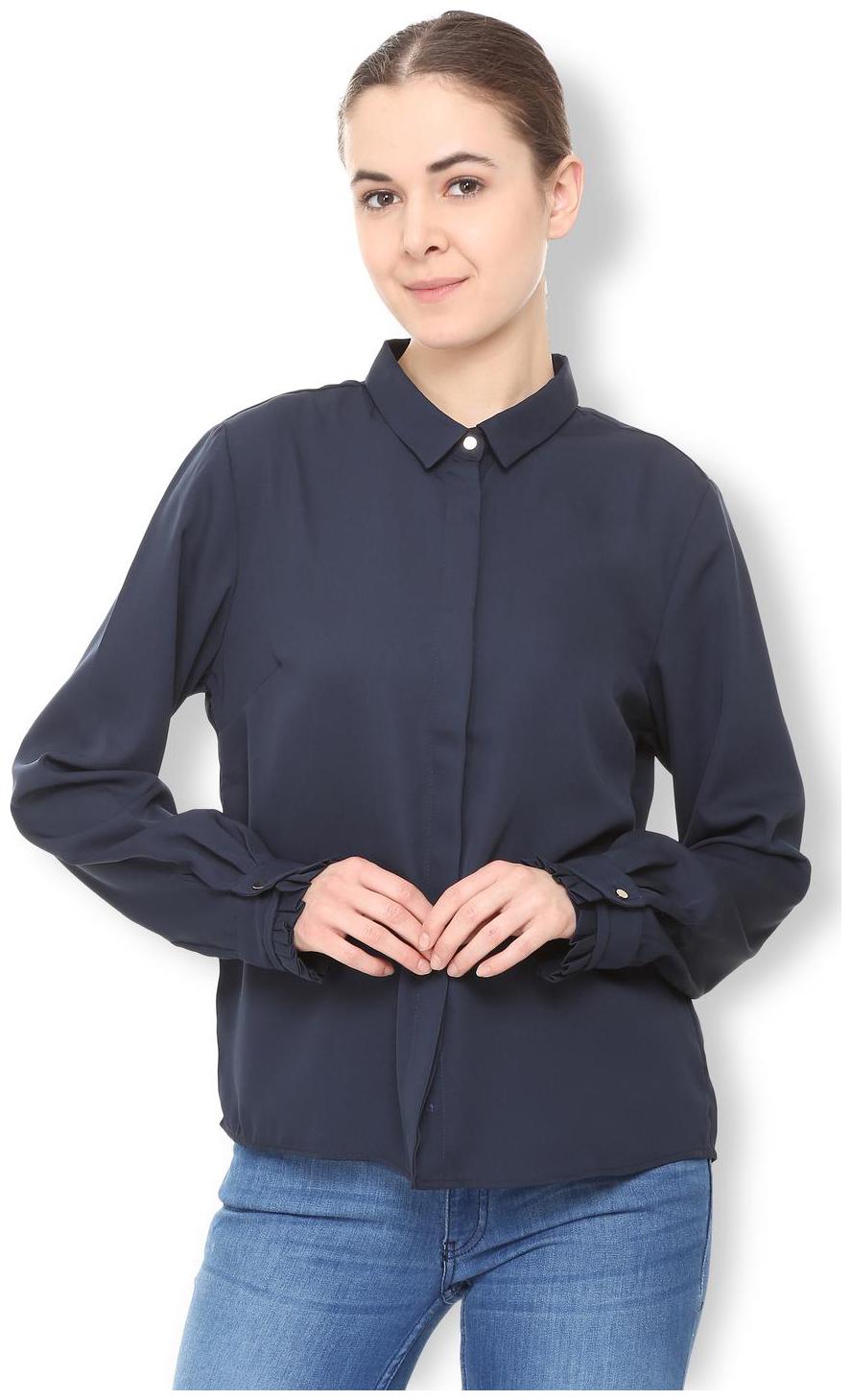 

Van Heusen Women Solid Regular top - Blue