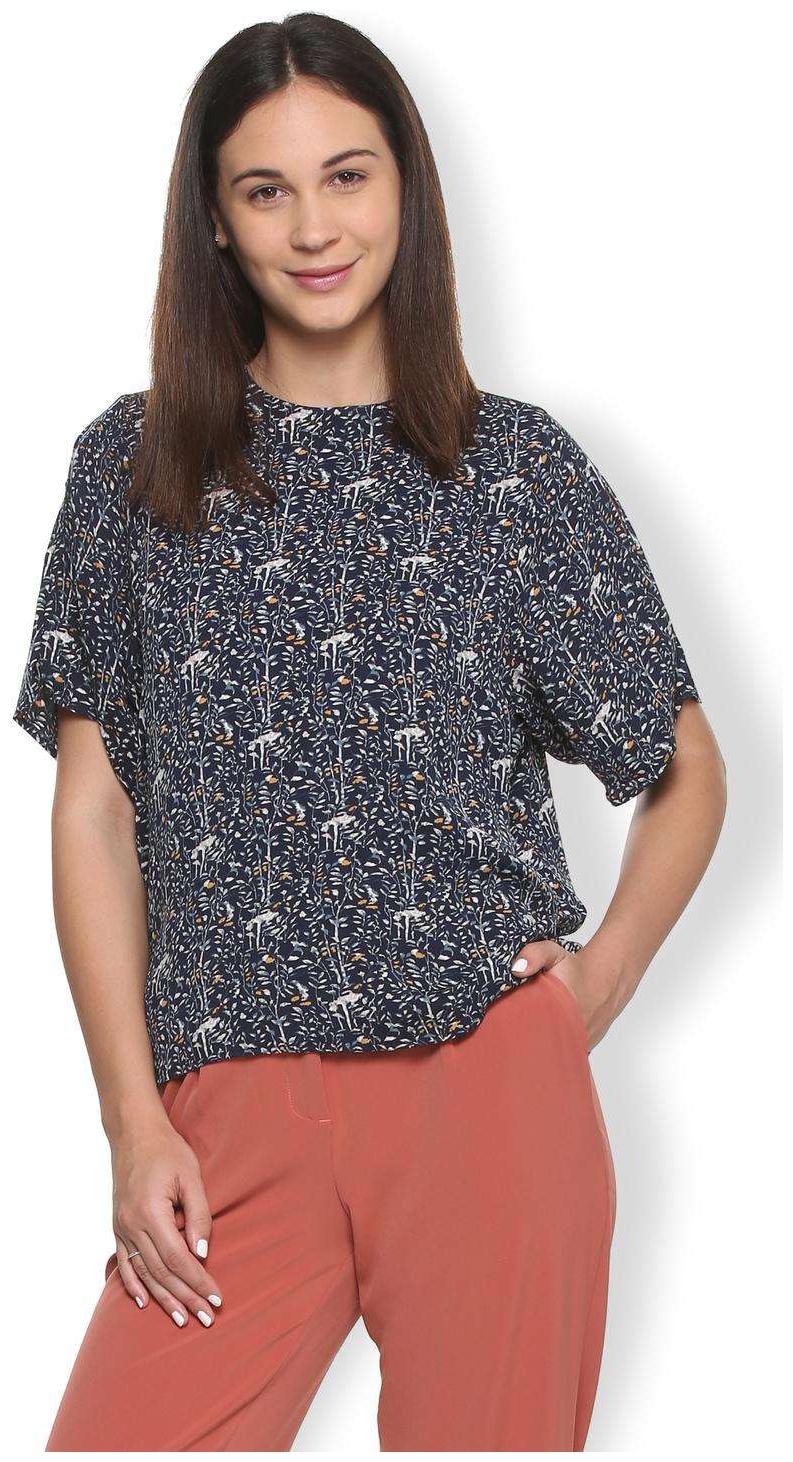 

Van Heusen Women Solid A-line top - Blue