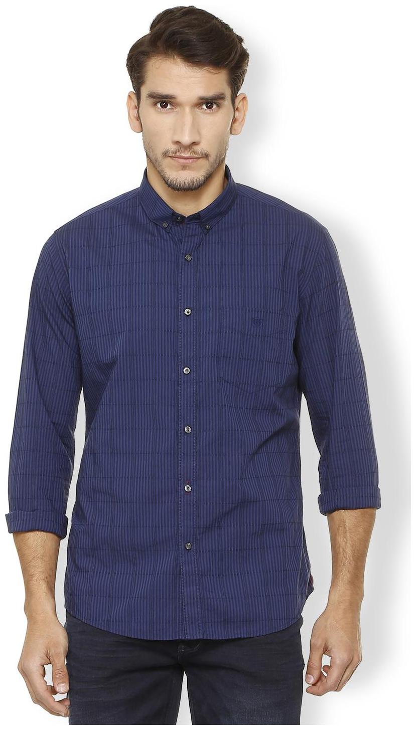 

Van Heusen Men Blue Checked Slim Fit Casual Shirt