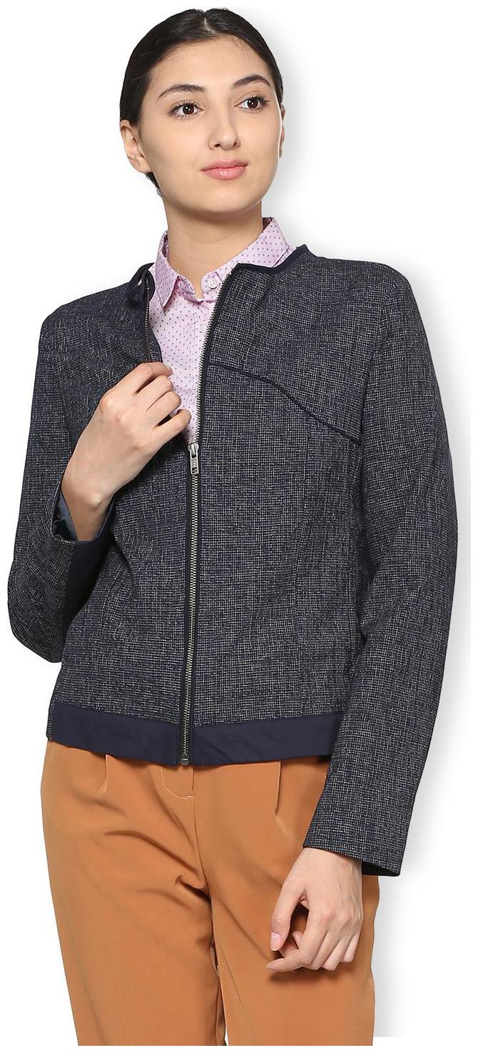 

Van Heusen Women Self Design Cape Jacket - Navy