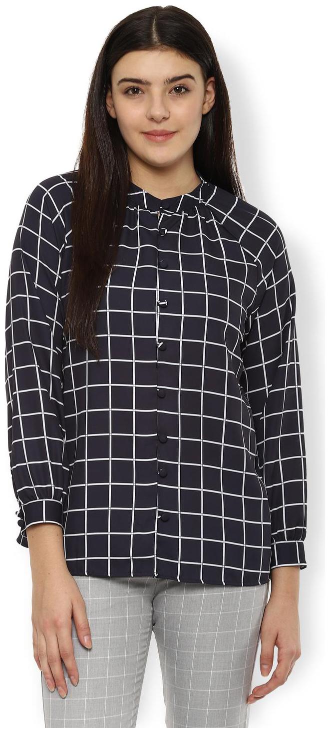 

Van Heusen Women Blue Checked Regular Fit Shirt