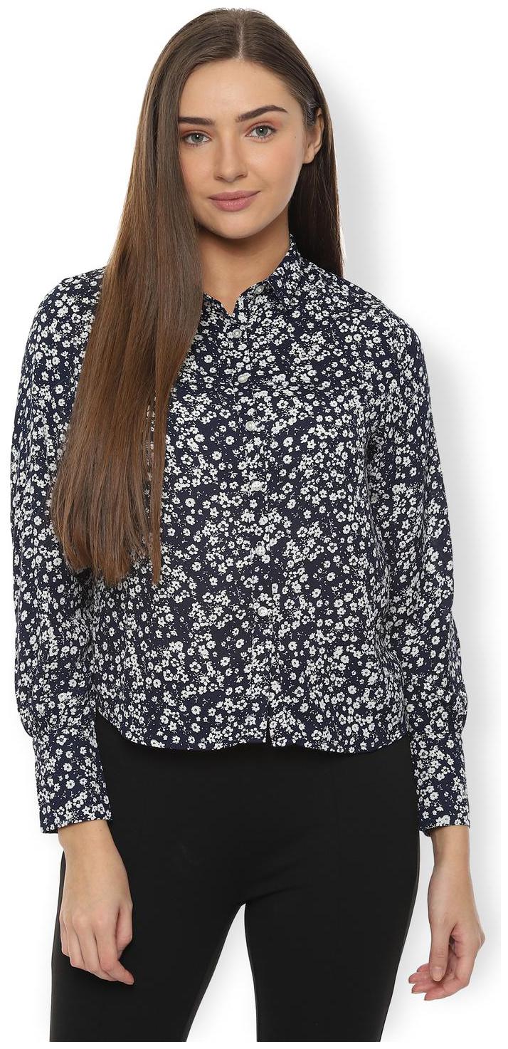 

Van Heusen Women Blue Printed Regular Fit Shirt