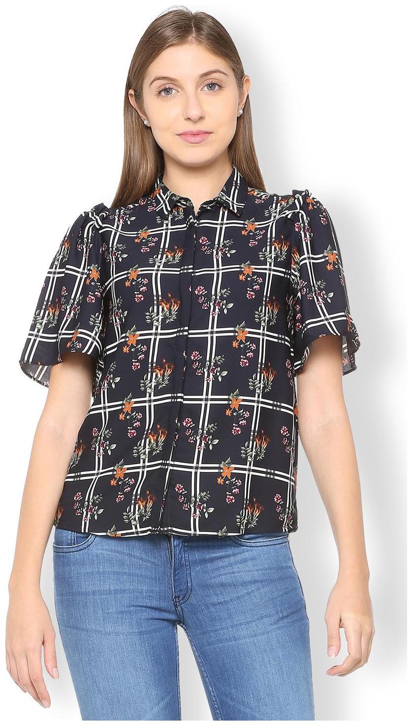 

Van Heusen Women Blue Printed Regular Fit Shirt
