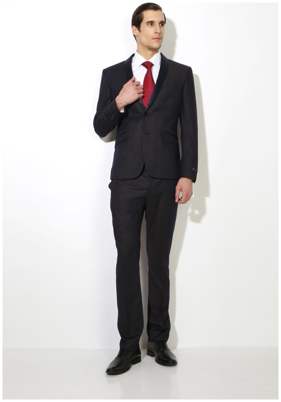 

Van Heusen Navy Tery Rayon Ultra Slim Fit Single Breasted - 2 Button Party Two Piece Suit